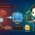Vitestでのテスト中に発生する「TypeError: not a constructor」を、クラスベースのモック化（Class-based Mock）で解決する手順の解説図。