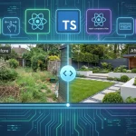 ReactとTypeScriptを使用した画像比較スライダーのUI。庭のビフォーアフターを表示し、アクセシビリティ対応を強調。