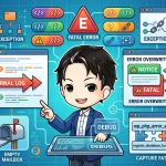 WordPressのエラー監視とデバッグの概念図。エラー送信停止、`error_get_last()`の上書き、Fatalエラー捕捉、WP-CLIによる疎通確認といった点検手順を、開発者がタブレットを使いデバッグする様子が描かれています。