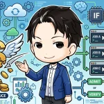 GitHub Actionsの課金削減のイラスト。中央の男性が、5秒等の短いジョブが1分課金される問題と、PRに対する「ADMIT or VERIFY」を安全に条件スキップしてコストを最適化する手法を説明している。
